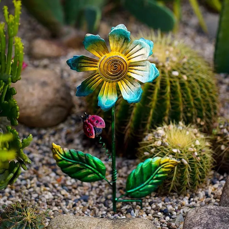 Floravera | Metall-Blumenstecker für den Garten | Dekorative Gartenskulptur | Wetterfestes Design für Rasen und Beete