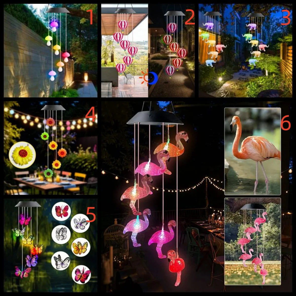SolarGlow Solar Windspiel Licht | Buntes Hängendes Outdoor-Licht | Wasserdicht | Garten, Terrasse & Festival Dekoration