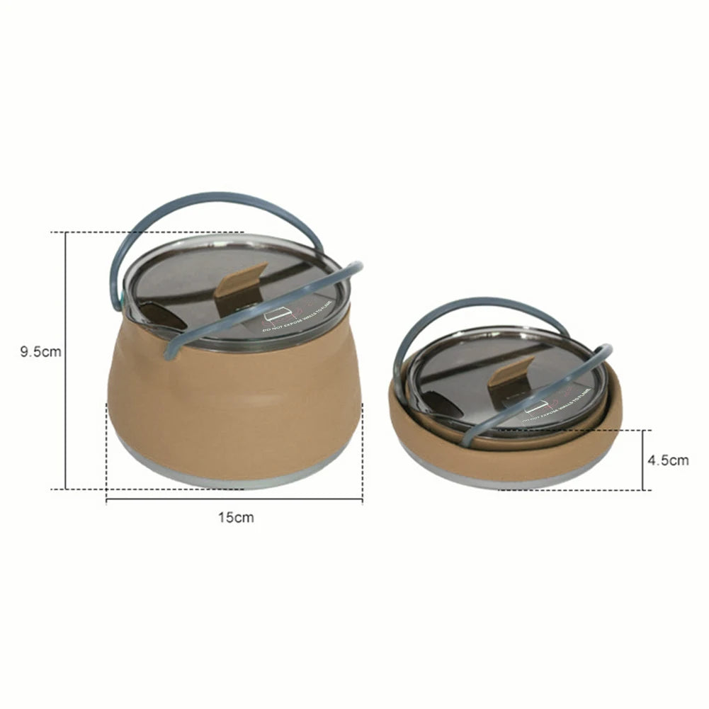 FoldCook Camping Kochtopf Faltbar 2,5L | Hitzebeständig | Silikon Edelstahl | Leicht Tragbar