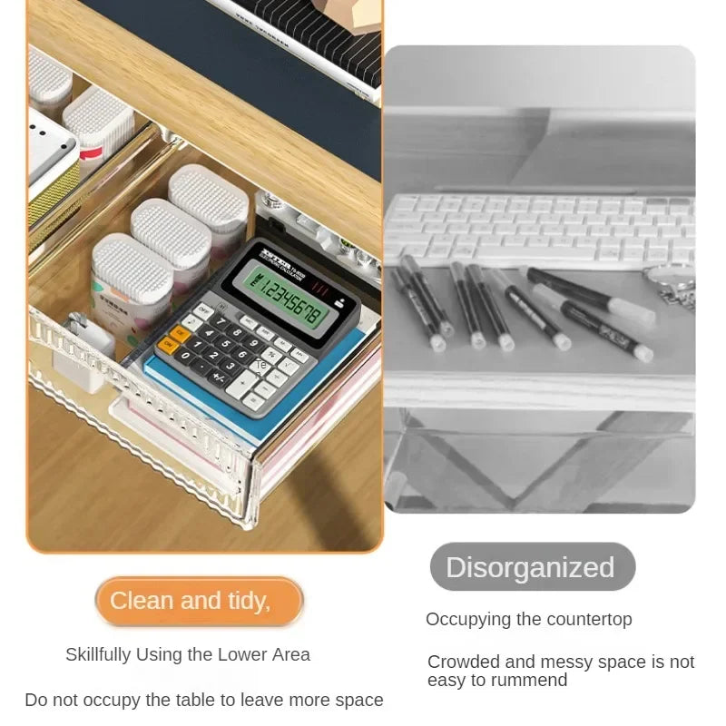 Deskora Untertisch Schublade | Ausziehbar & Unsichtbar | Kunststoff Organizer
