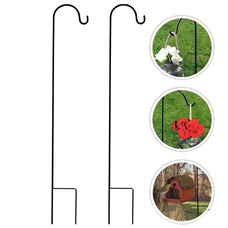 Gardevano Shepherd Hook Gartenstab | 76 cm Metall | Rostfrei Schwarz | Für Laternen & Hängepflanzen