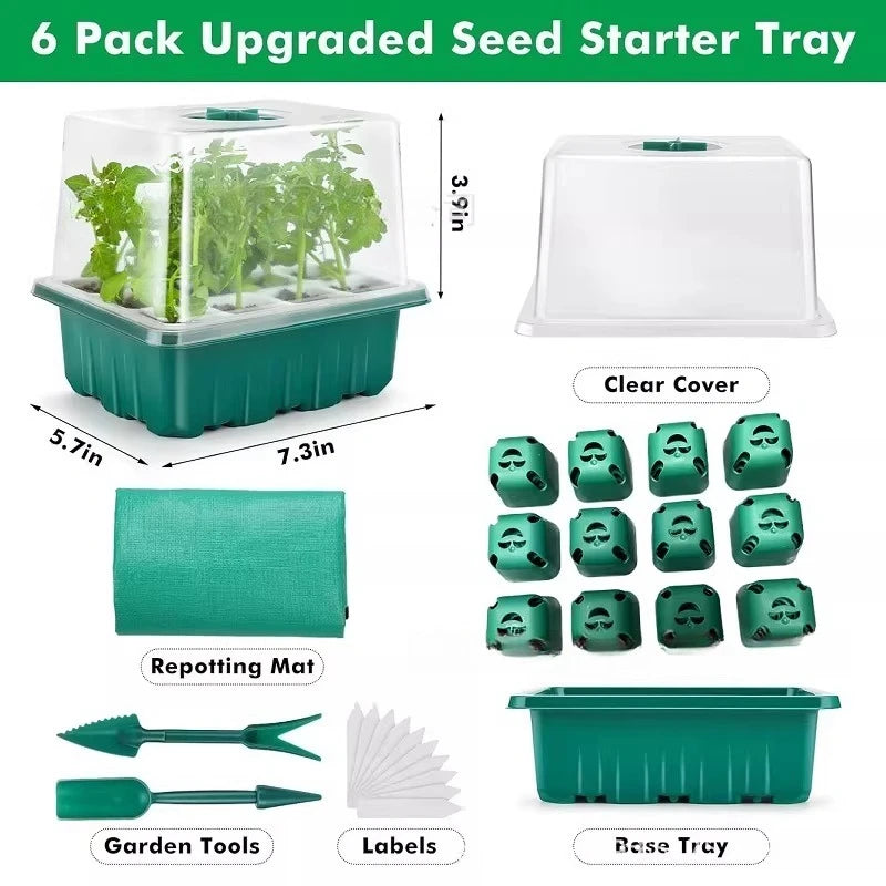 Seedora | Anzuchtplatte mit 12 Pflanzzellen | Wiederverwendbare Aussaatschale für Kräuter, Gemüse und Blumen