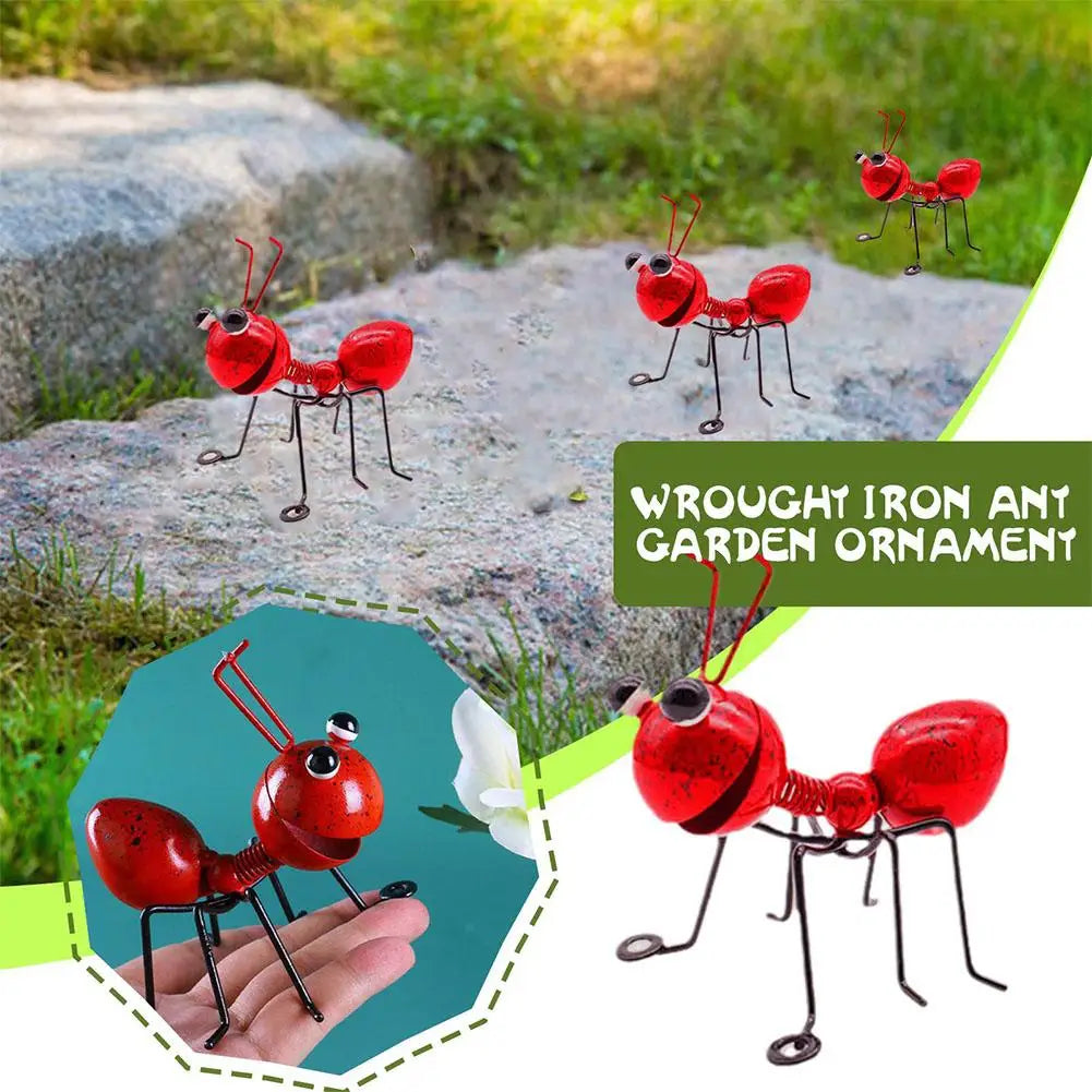 ArteGarten Eisen Ameisen Skulptur | Gartenfigur | 10 cm Höhe | Bunte Dekoration für Außenbereich