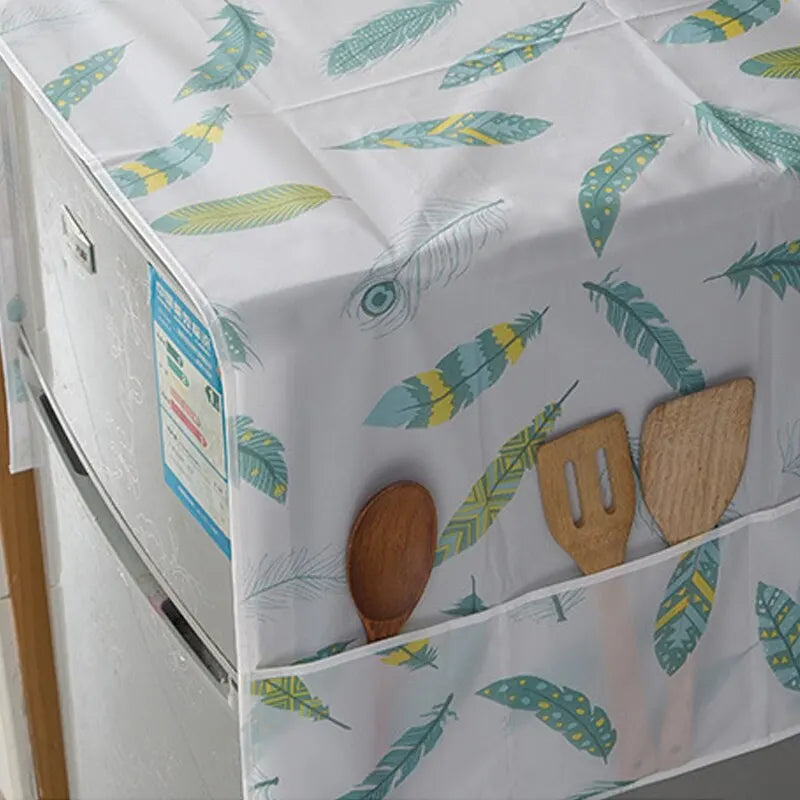 Homavera | Kühlschrank-Abdeckung mit Aufbewahrungstaschen | Staubschutz für Kühlschrank & Waschmaschine | 54 × 130 cm