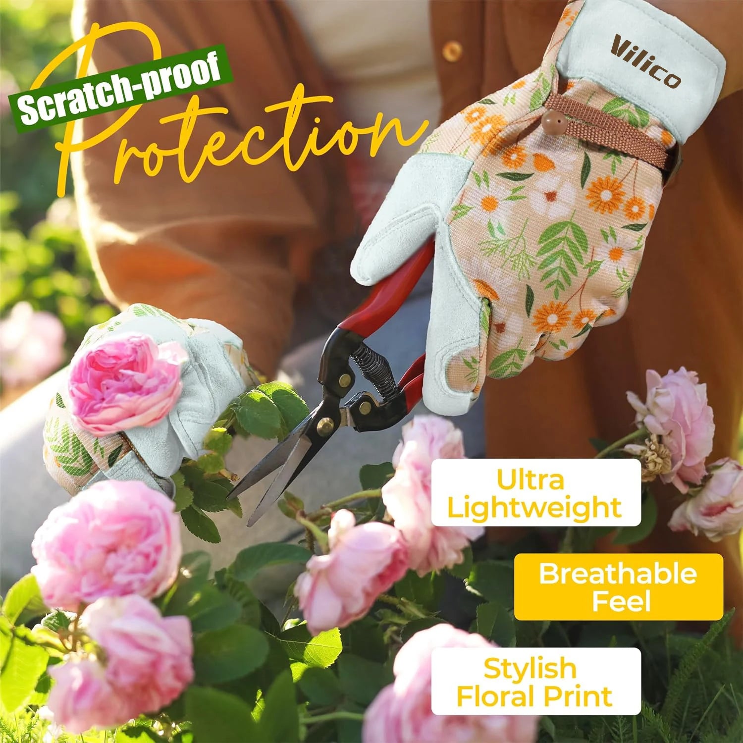 Floraguard | Erwachsenen Gartenhandschuhe mit Ellenbogenschutz | Dornensicher & Atmungsaktiv für Gartenarbeit