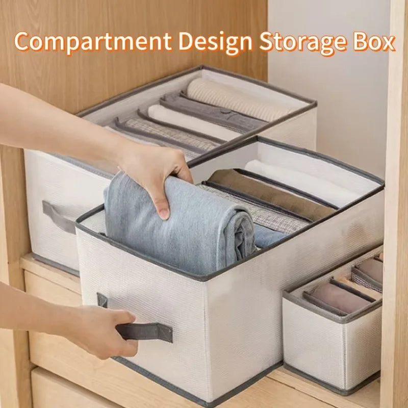 ClariFold Kleiderschrank Organizer | 7–9 Fächer Kleidung Organizer | Faltbare Aufbewahrungsbox | Atmungsaktives Mesh | Für Jeans & T-Shirts