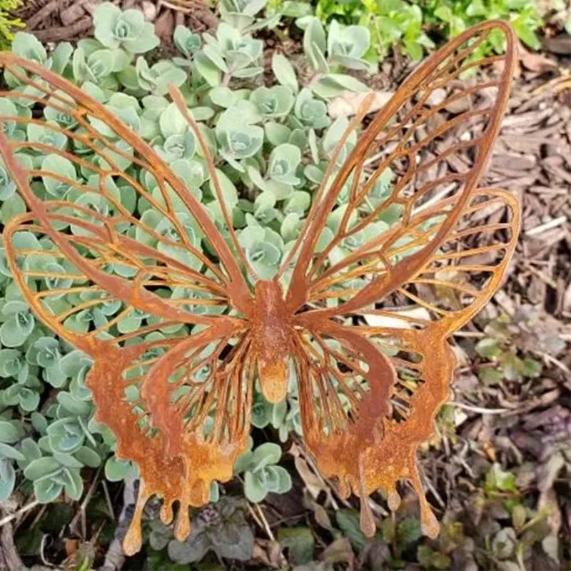 Floravento | Metall Schmetterling Wanddekoration | Rustikale Gartendekoration | Wetterfestes Deko-Element für Innen & Außen