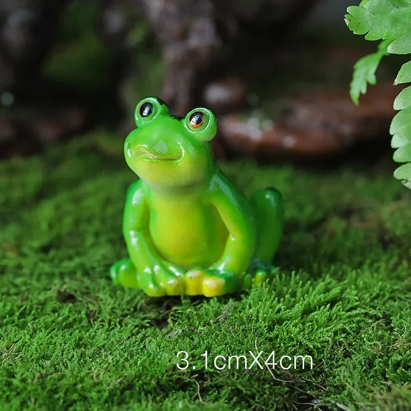 MiniFrogs Deko Frosch Figuren  Kawaii Mini Garten Deko | Harz Handbemalt | Blumentopf Zubehör