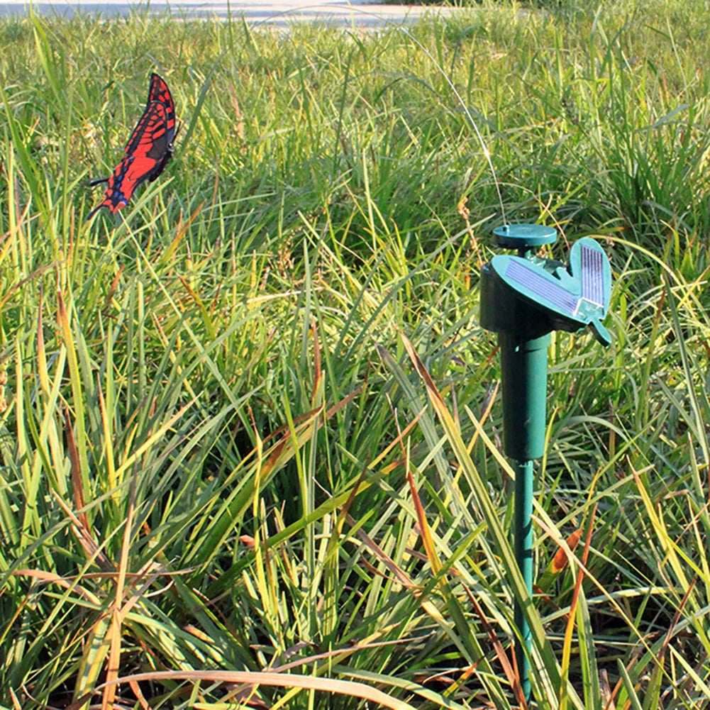FlutterJoy Solar-Flatternde Gartenornamente | Fliegender Schmetterling & Vogel | Wackelnde Outdoor-Dekoration