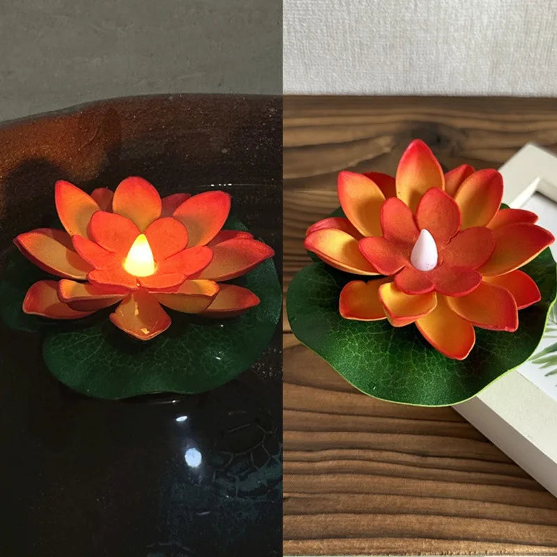 Floating Lotus Lamp LUMILYA | LED Water Sensor | Warm White Light | For Pond, Garden & Parties