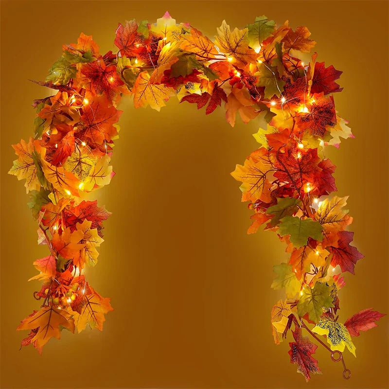 Aurelia Autumn Garland | Artificial Maple Leaf Wreath | 200 cm | Decoration for Home & Garden