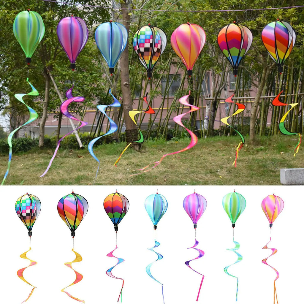 Ventoré Windspinner Heißluftballon 135 cm | Regenbogen Windspiel | Rotierend | Garten Deko Outdoor