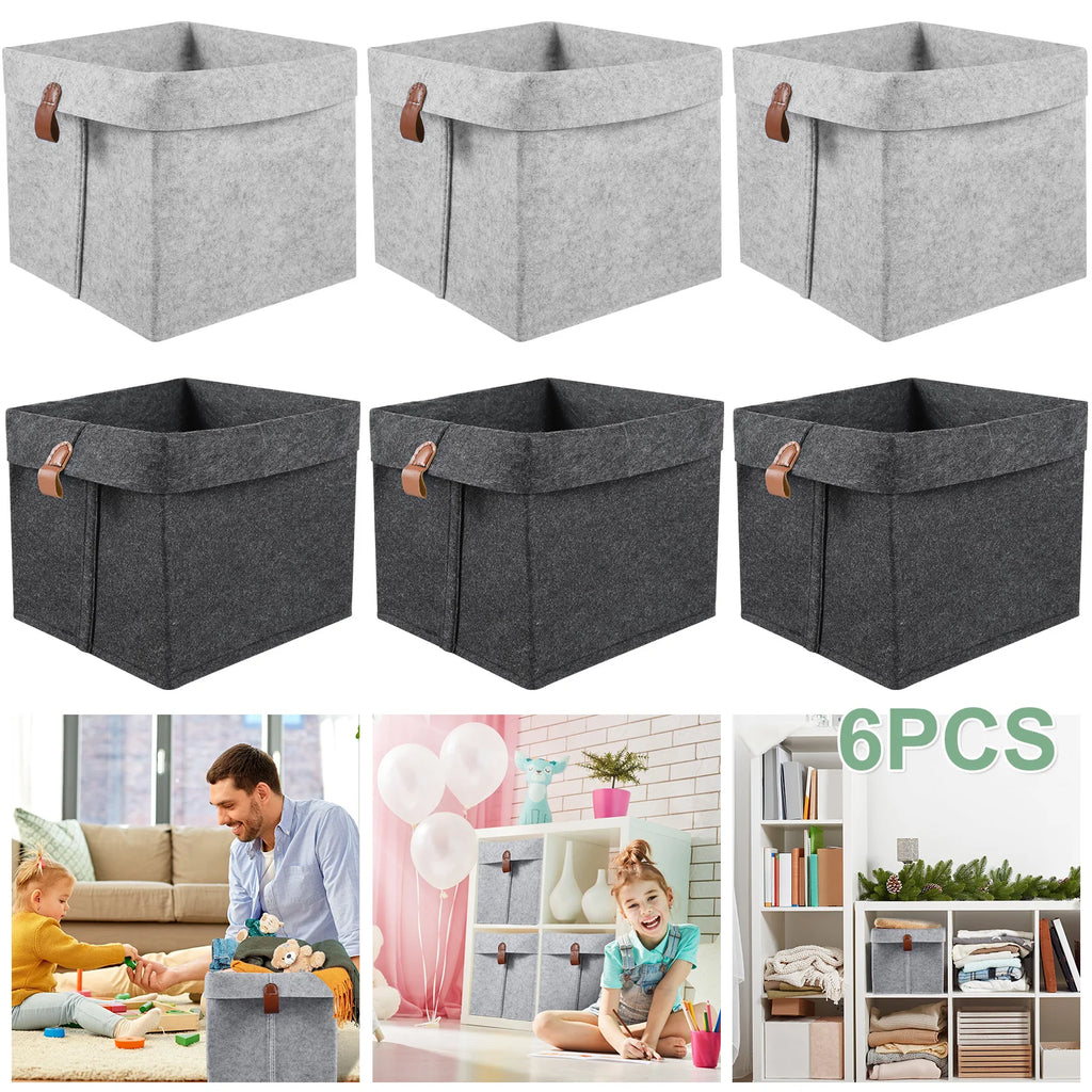 Feltino 6er-Set Aufbewahrungskörbe aus Filz | 12 L Faltbare Organizer für Zuhause & Schrank