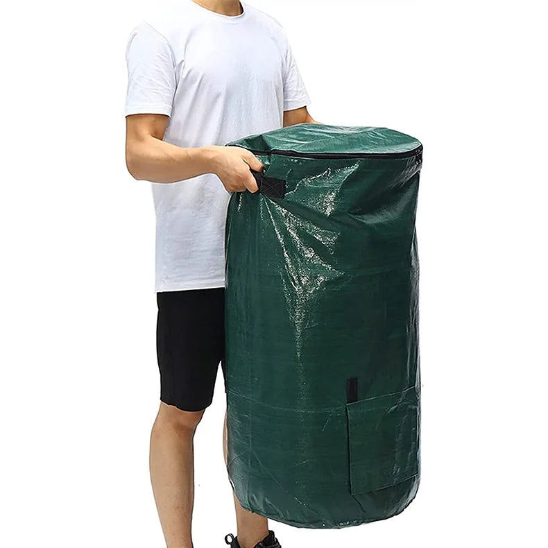 Gartenova | Kompostsack mit Reißverschlussdeckel & Tragegriffen | Wiederverwendbarer Gartenabfallsack | 129 L