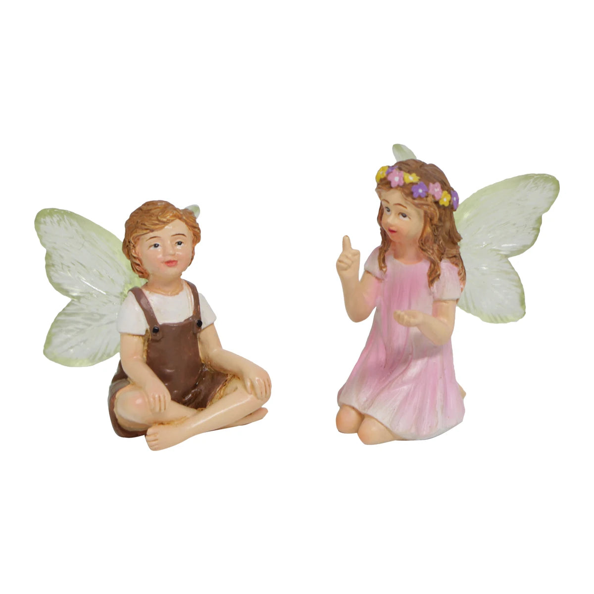 FeenGlanz Gartenzauber Mini Feen Figuren 2 Stück | Kunstharz Tisch- & Gartendeko | Märchenhafte Outdoor-Ornamente