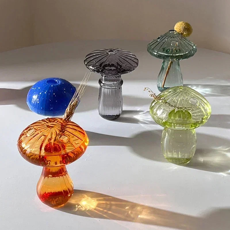 Glasora Glasvase Pilzform | Hydroponik Terrarium | Dekorative Tischvase aus Glas