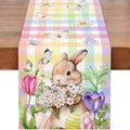 FrühlingsBlüte Tischläufer Osterhasen & Schmetterlinge | Leinenstoff | Frühlingsdeko 150x33–200x33 cm