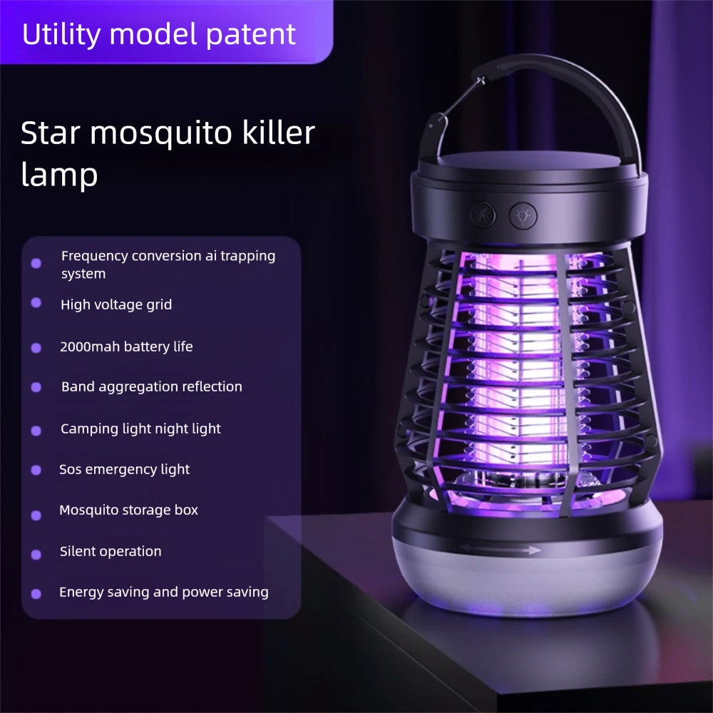 MosquitoGuard Inverter USB Mückenlampe | Anti-Moskito & Campinglicht | 4 Helligkeitsstufen + SOS | Outdoor & Zuhause