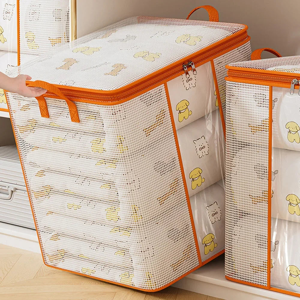 ClariNest Aufbewahrungstasche Kleidung | Transparent | Faltbare Bettdecken- & Decken Tasche | Reißverschluss | Große Kapazität
