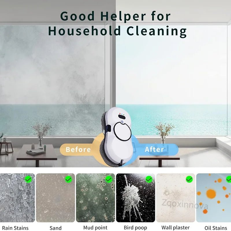 Fensterreinigungsroboter | Automatische Glasreinigung mit Wasserspray & UPS-Sicherheitssystem | 5600 Pa Saugkraft | Klarovia
