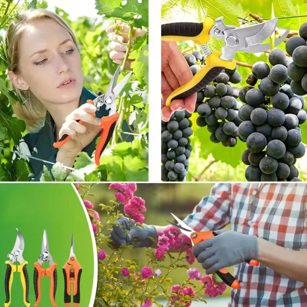 GrünMeister 3er-Set Gartenscheren | Profi-Gartenschere aus Edelstahl | Ergonomischer, rutschfester Griff