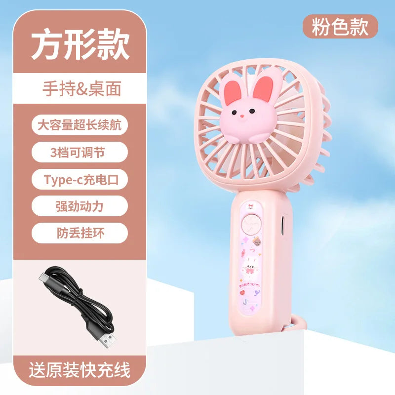 CooliFan Mini-Handventilator | USB wiederaufladbar | Leise & tragbar | Cartoon Design | Geschenkidee