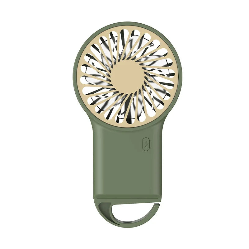 BreezeeGo MinQi Fan with Carabiner | USB Rechargeable & Foldable | Quiet & Portable | For Travel, Office & Home