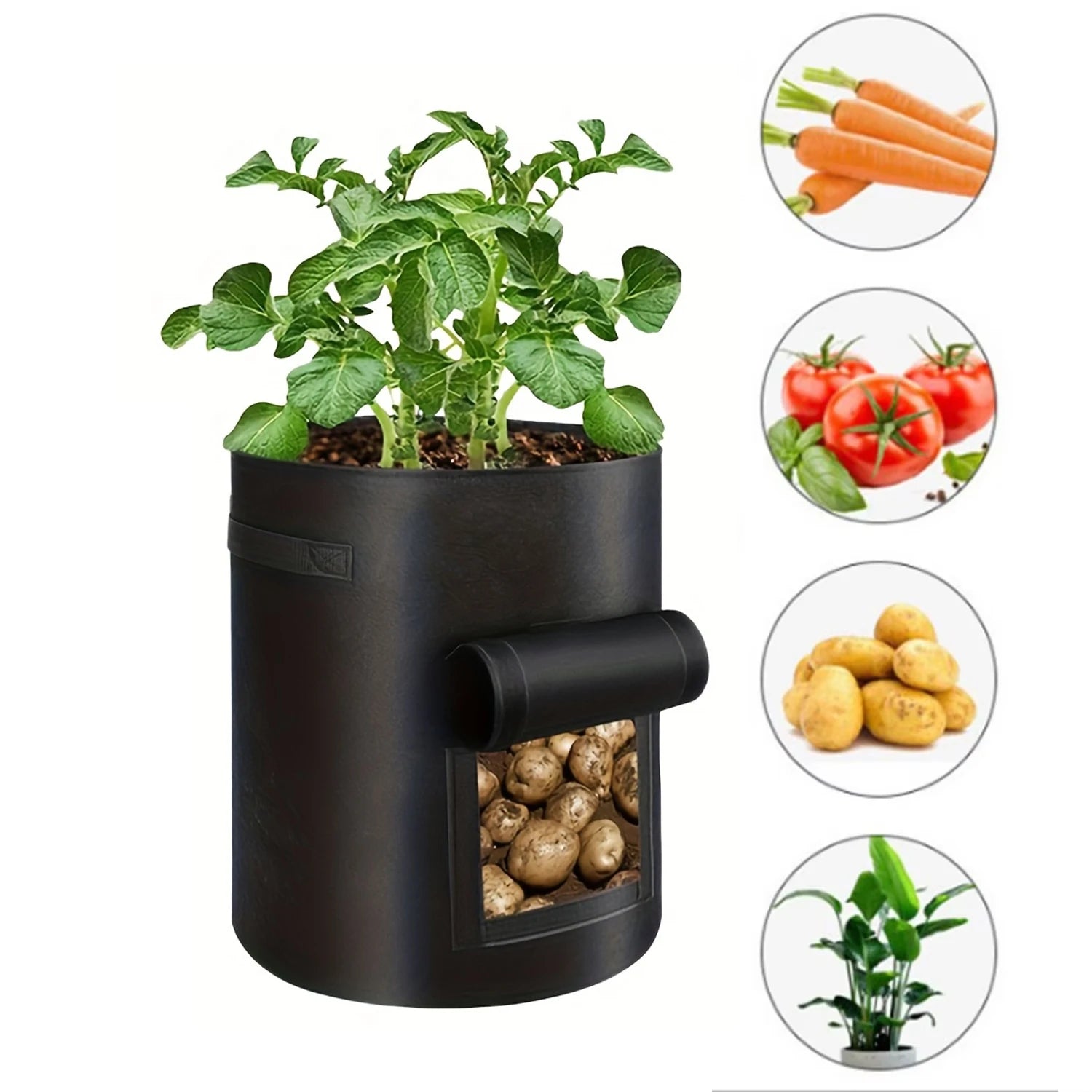 GrowVista | Pflanzsack mit 360° Sichtfenster | Atmungsaktiver Kartoffel-Pflanzbeutel für Gemüse und Blumen
