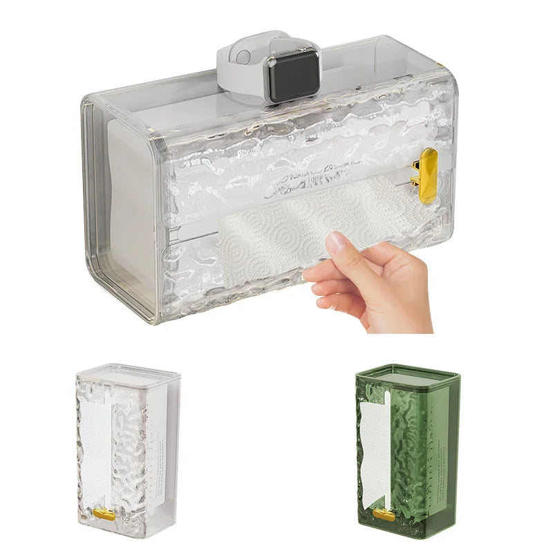 ClairaHome | Taschentuchbox mit Wellenoptik | Transparente Tissue-Aufbewahrung | Wandmontage & Tischnutzung