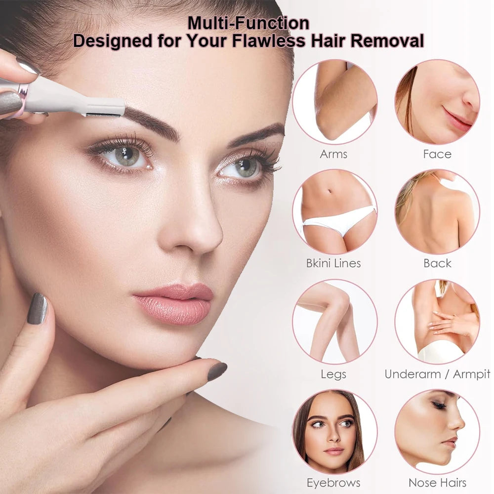 Velunia | Damen Elektrorasierer 4-in-1 | Gesichts-, Bikini- & Körpertrimmer | USB-aufladbar