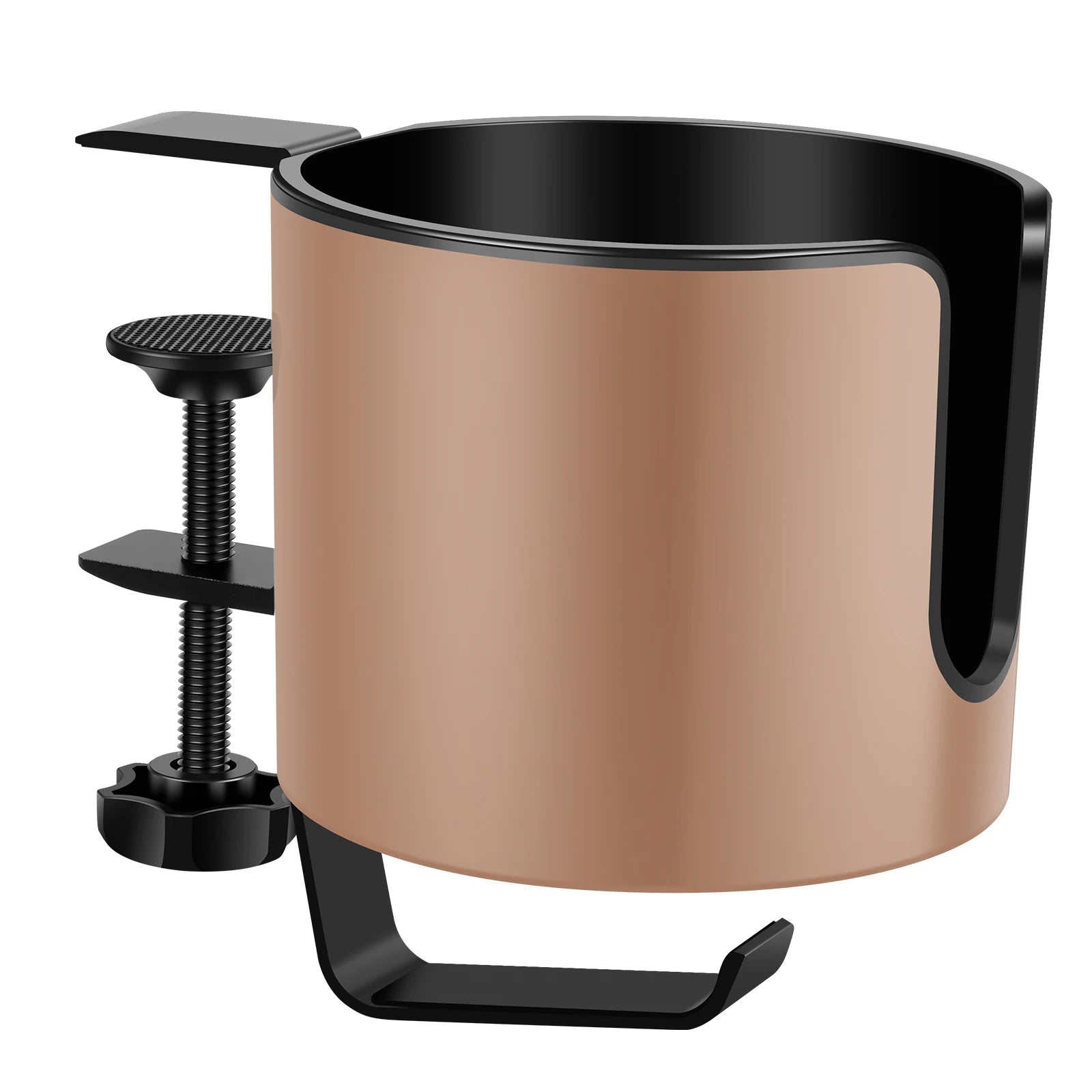Deskora 2-in-1 Tisch Getränkehalter mit Kopfhörerhalter | Verstellbare Klemme | Ø 10 cm