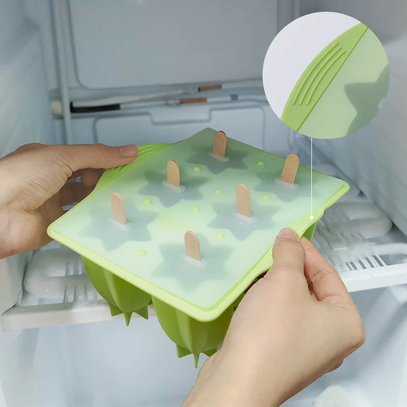 Glacelle Eis am Stiel Form 6er Set | Schnelles Gefrieren | Silikonform mit Deckel & Stielen | Wiederverwendbar