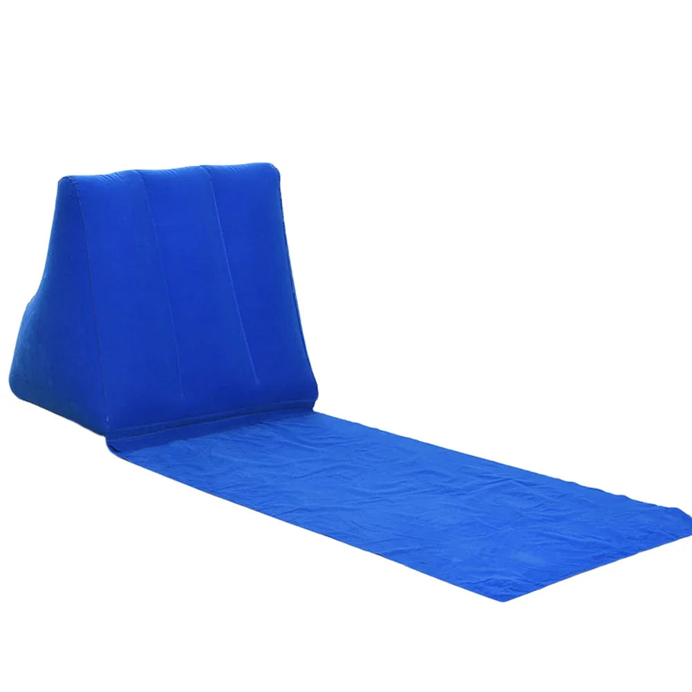 Inflatable Beach Mat with Backrest | Foldable & Comfortable | AirLounge Travel & Camping Recliner Cushion