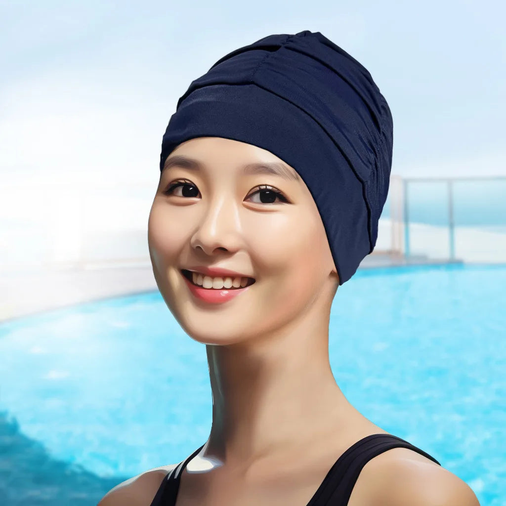 AquaLisse Damen Badehaube für lange Haare | Elastisch & Faltbar | Glattes Komfortdesign