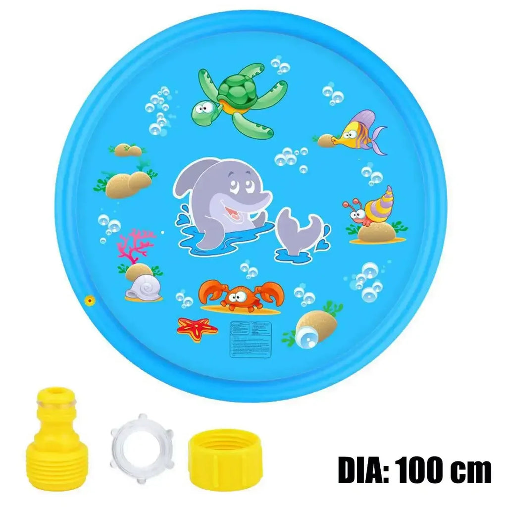 Splashino | Kinder Wasserspielmatte mit Sprinkler | Aufblasbare Sprühmatte aus PVC | 100 cm / 170 cm