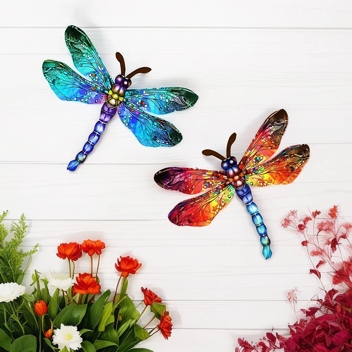 IronFly 3D Metall Libellen Wanddekoration | Schmiedeeisen Skulptur | Garten & Haus