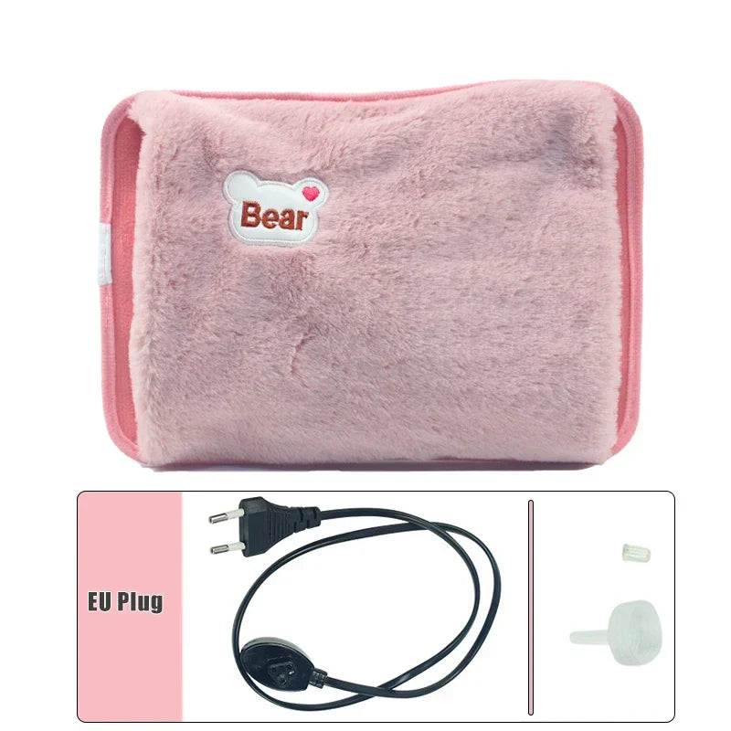 Electric Hot Water Bottle HeatHug | Rechargeable Hand & Body Warmer | Plush Rabbit Fur Material | Safe & Explosion-Proof