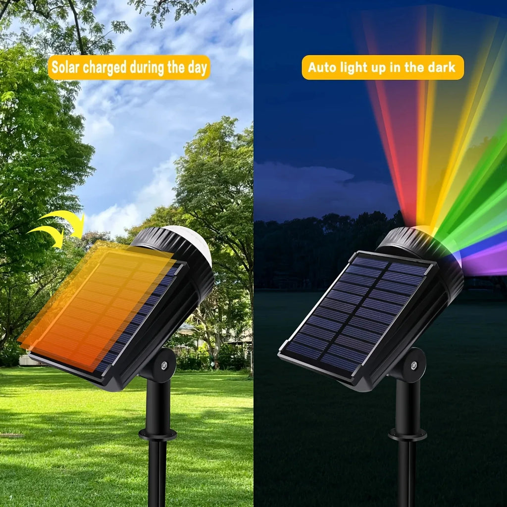 Lumivara | RGB Solar-Gartenstrahler | 7 Farbmodi | Wetterfest | Verstellbar | Für Garten & Terrasse