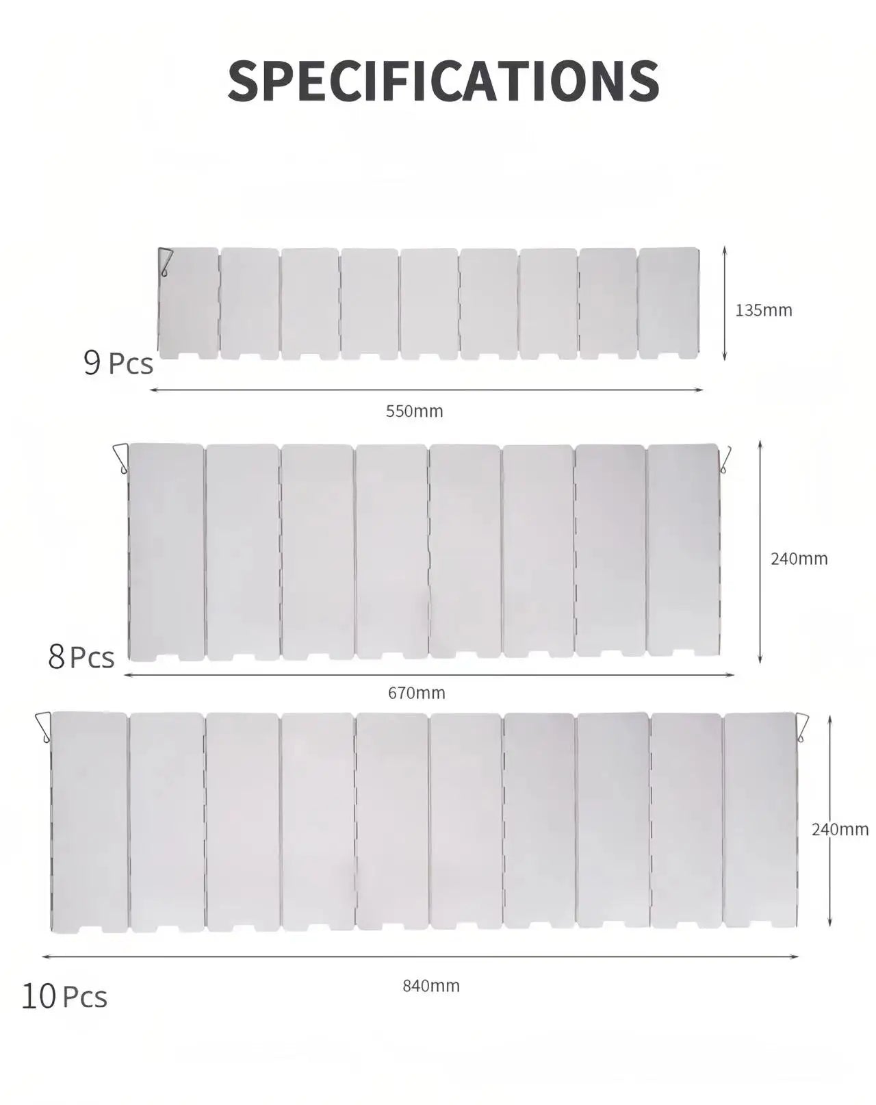 WindGuard Pro | Camping Windschutz für Gaskocher aus Aluminiumlegierung | Faltbar | 8/9/10 Elemente