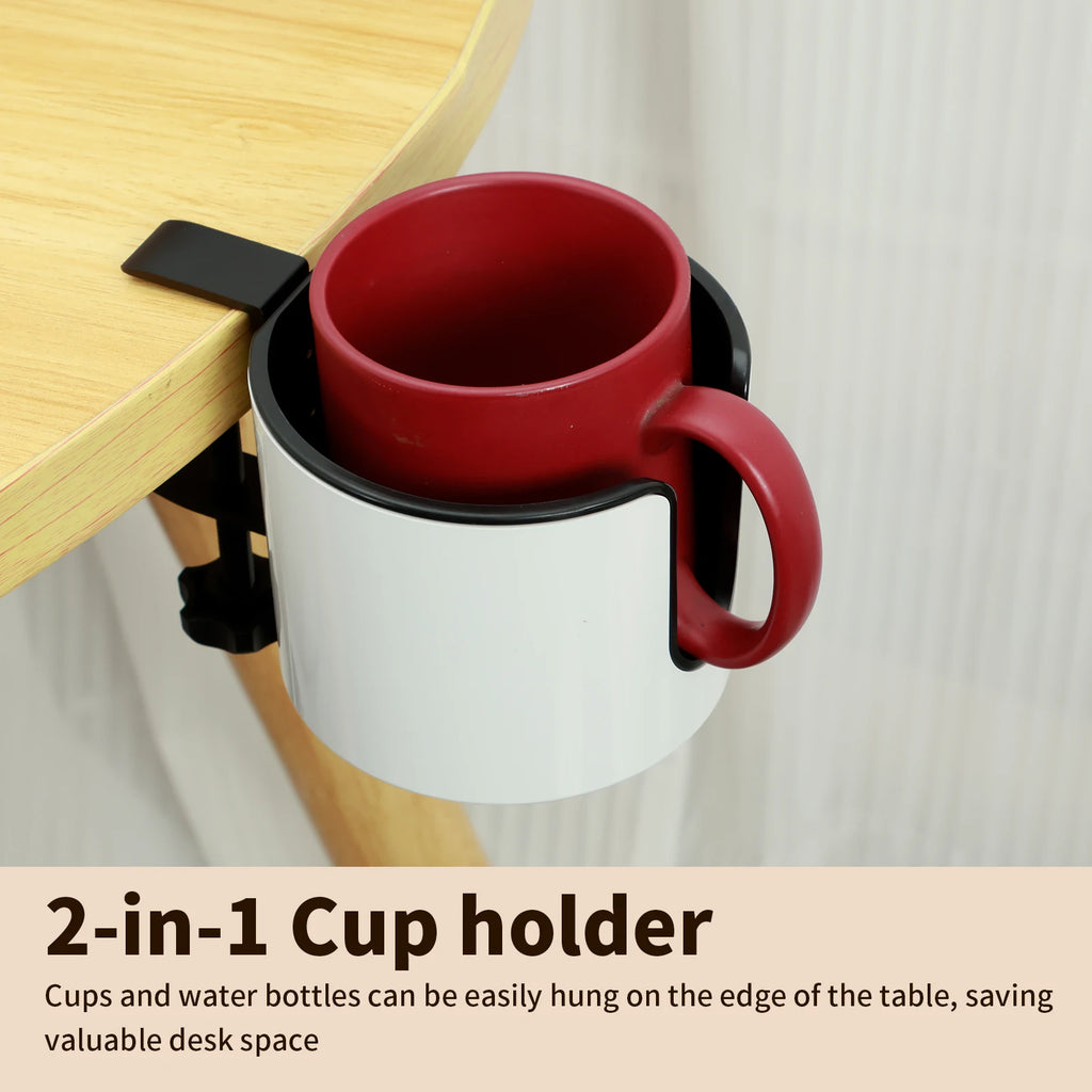 Deskora 2-in-1 Tisch Getränkehalter mit Kopfhörerhalter | Verstellbare Klemme | Ø 10 cm