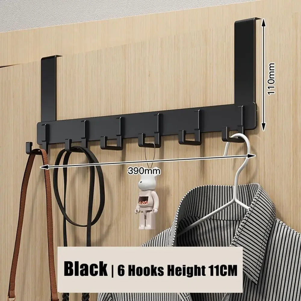 Hangiva Türhaken Organizer | 6 Haken | Aluminium Türgarderobe | Ohne Bohren | Für Türen 4,1–4,5 cm