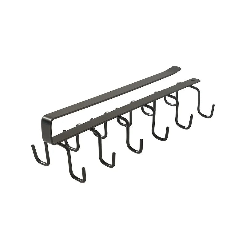 Cupora Tassenhalter für Hängeschrank | 12 Haken | Doppelreihe | Platzsparender Küchenorganizer aus Karbonstahl