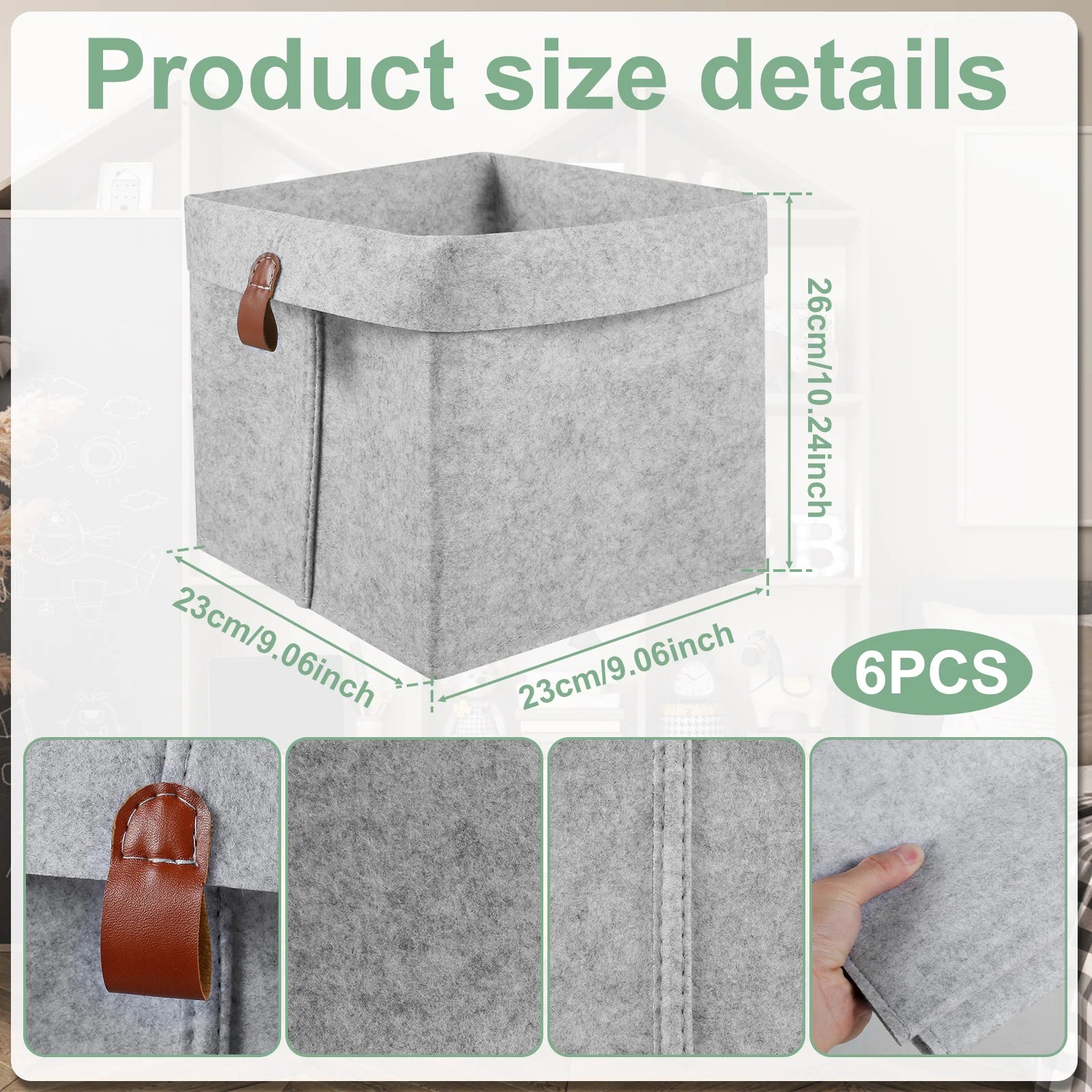 Feltino 6er-Set Aufbewahrungskörbe aus Filz | 12 L Faltbare Organizer für Zuhause & Schrank