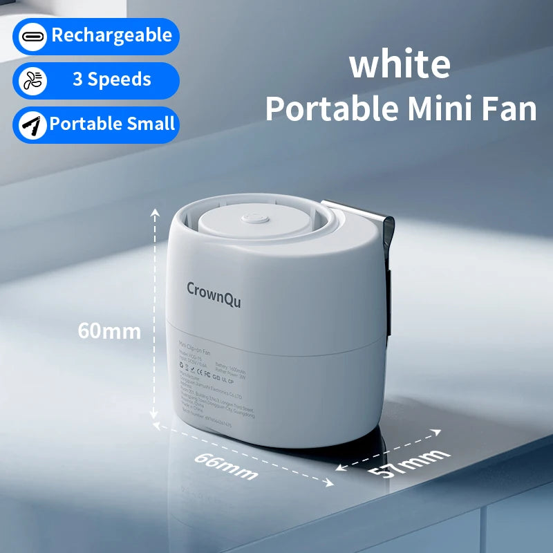 BREEZARO Taillenventilator mit Clip | 360° Verstellbar | 3 Geschwindigkeiten | Wiederaufladbar