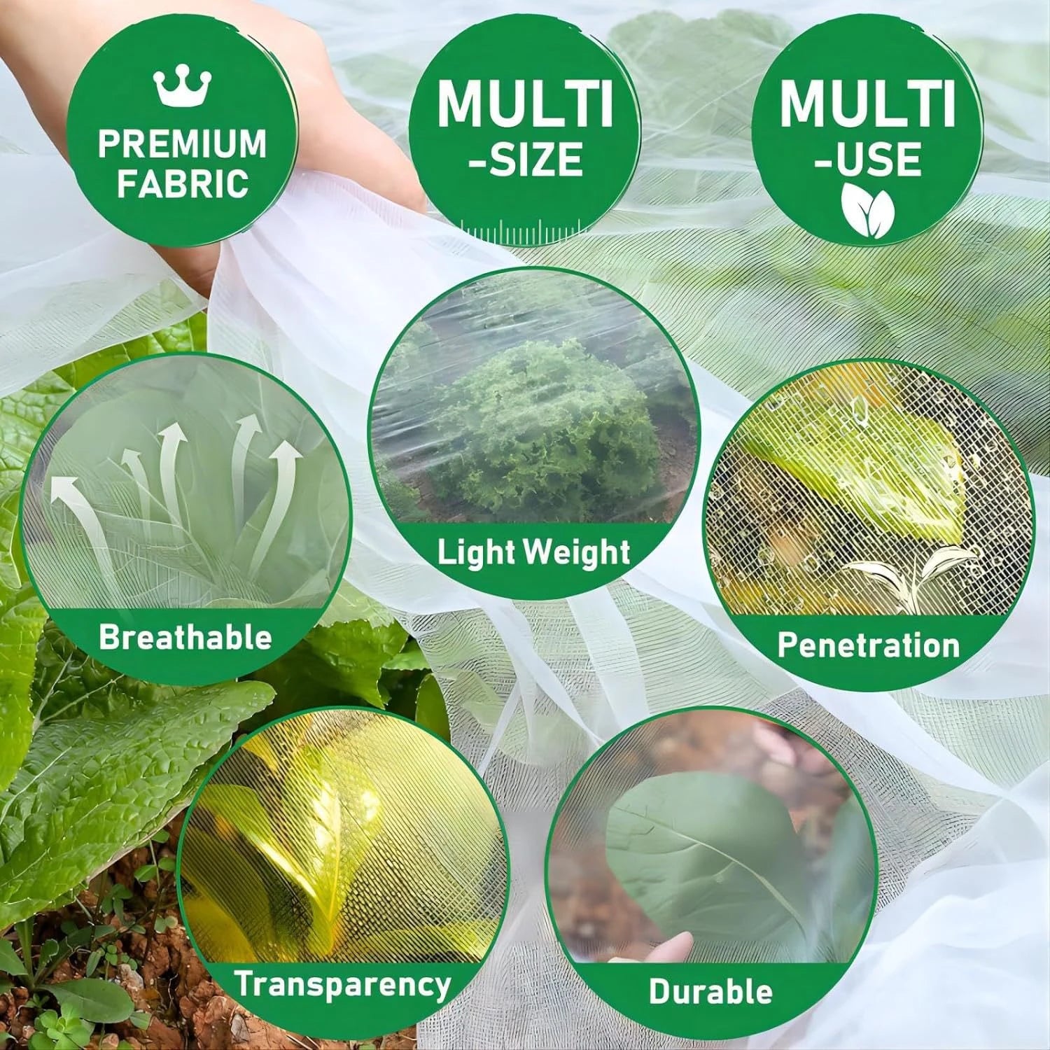 Gardanex Pflanzenschutznetz 60 Mesh | PE Schutznetz | UV-beständig | 2x5 m / 3x10 m