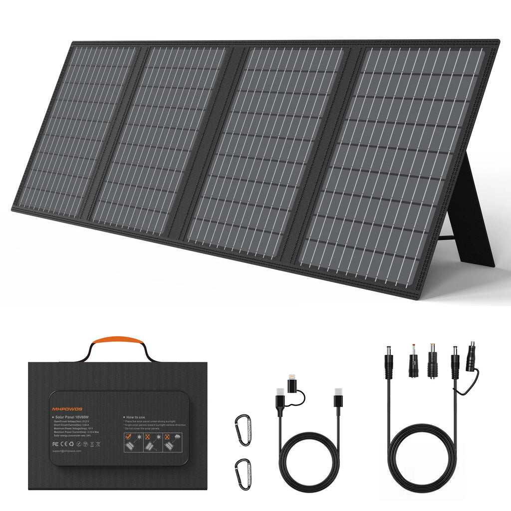 Solaryn Solar Ladegerät faltbares Solarpanel | 60W Leistung | USB-C & DC Ausgang für Camping & Powerbank