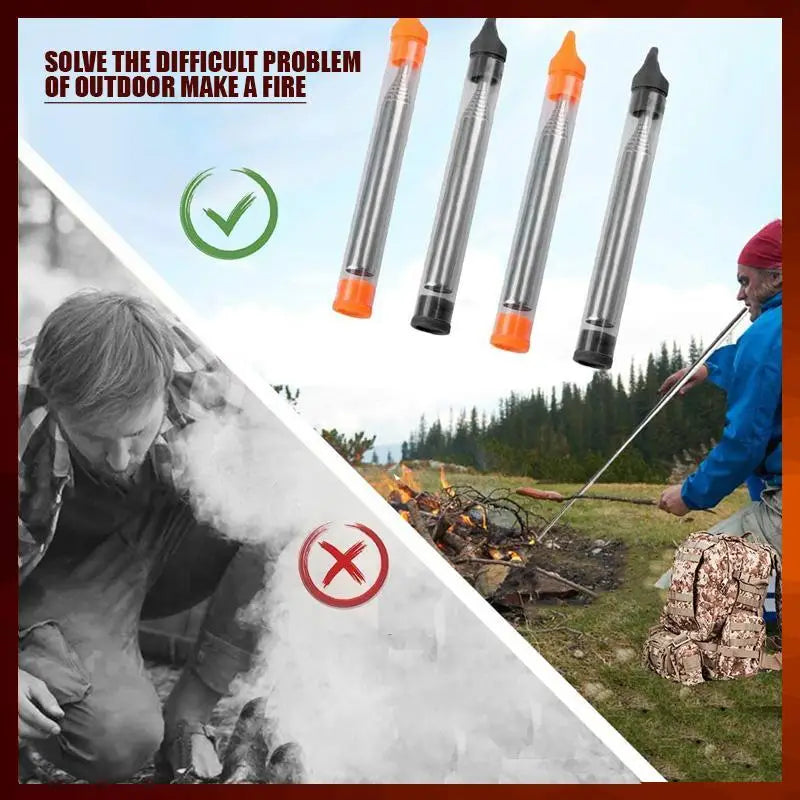 FireBlow Pro Camping Feuerblasrohr | Teleskopisches Feuer-Anblasrohr | Outdoor Blasrohr zum Entfachen von Feuer