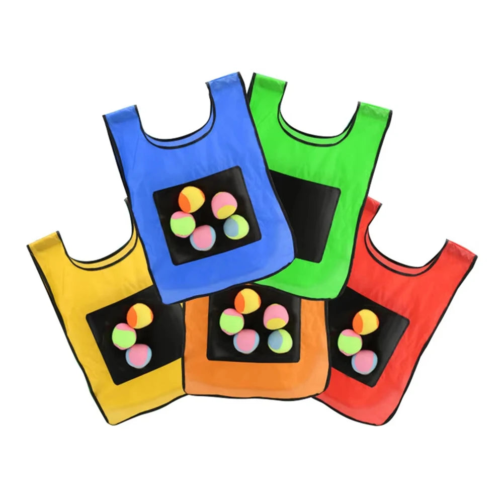 Velcoro Dodgeball Weste Set | Klett Zielweste mit Softbällen | 39 x 53 cm Outdoor Wurfspiel