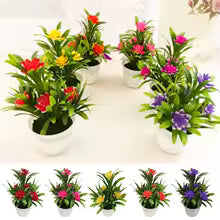 Bloomora  Künstliche Blumen im Topf | Lotus & Blätter | Dekoration für Zuhause & Büro | 18 cm