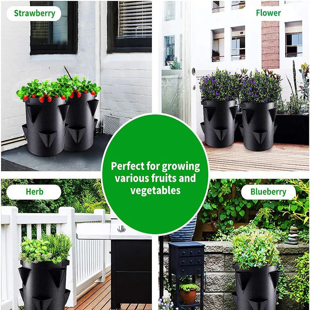 BerryGrow Erdbeer Pflanzsack | Atmungsaktiver Grow Bag | 5/7/10 Gal (20–45 × 25–35 cm) | Balkon & Garten Pflanzenbehälter